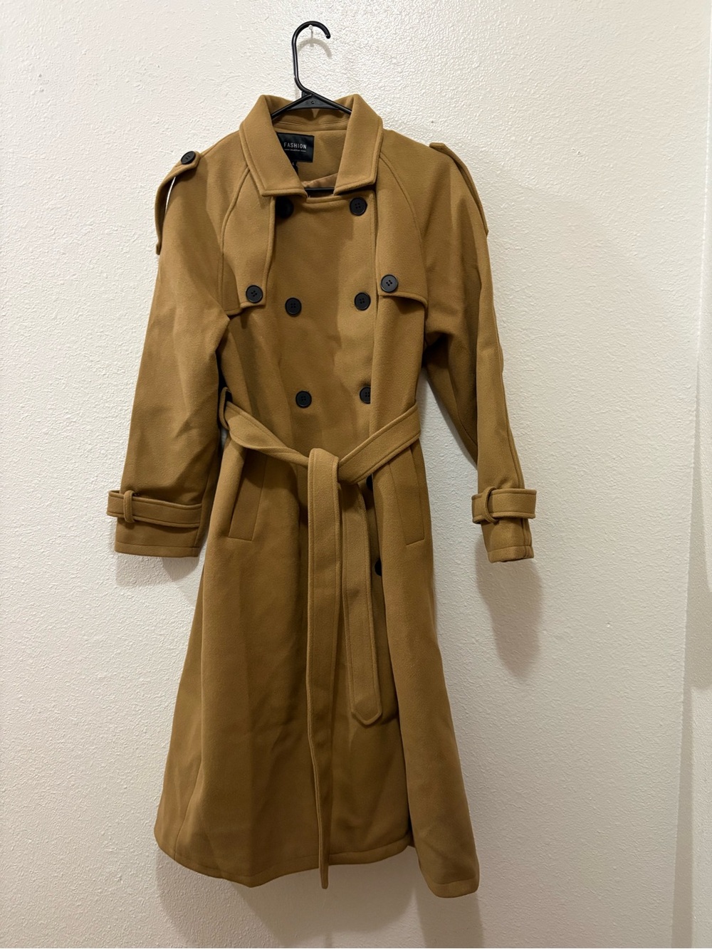 Forever 21 Women's Camel Double-Breasted Trench Coat